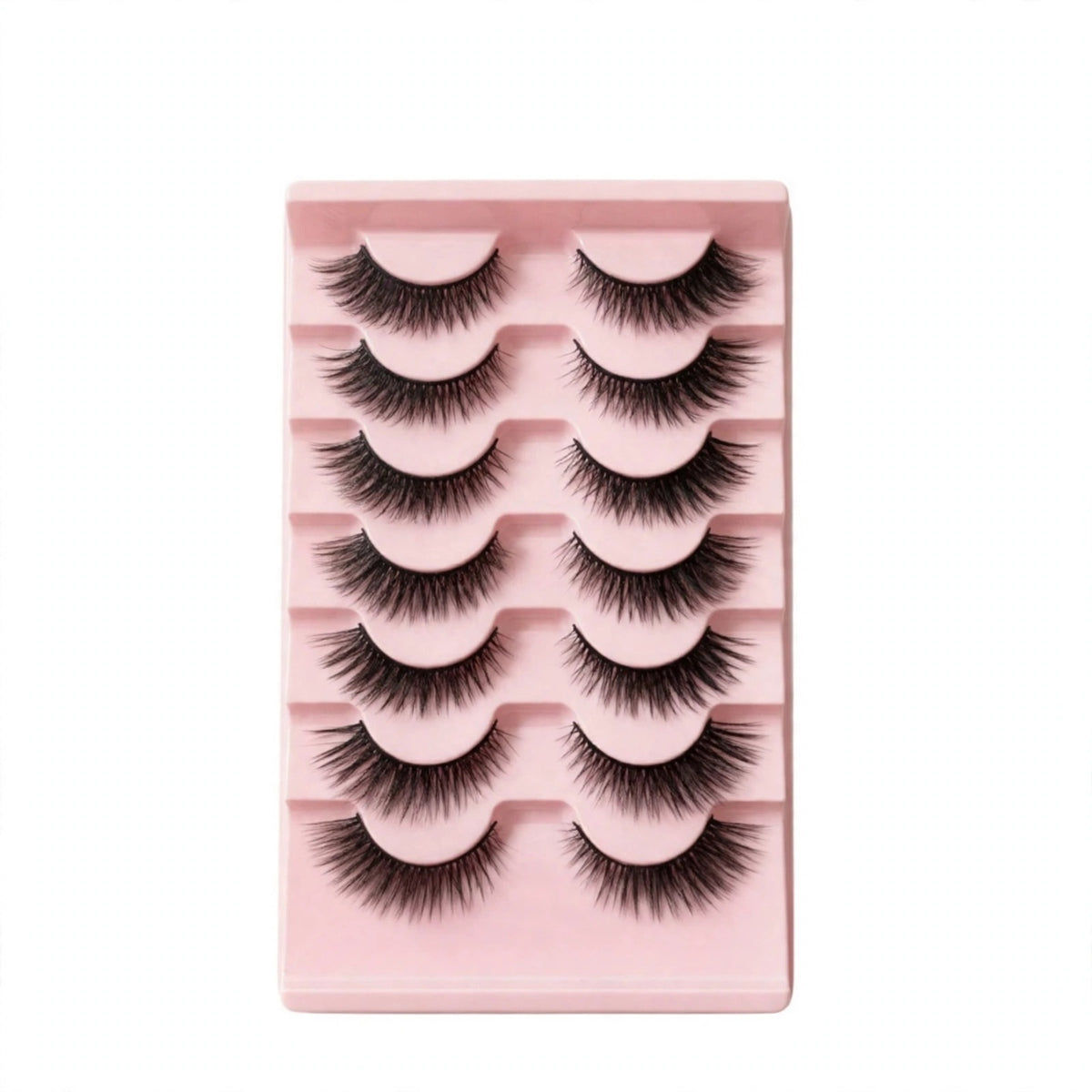 Faux cils 7 paires 3D transparents à tige, style naturel à rayures croisées