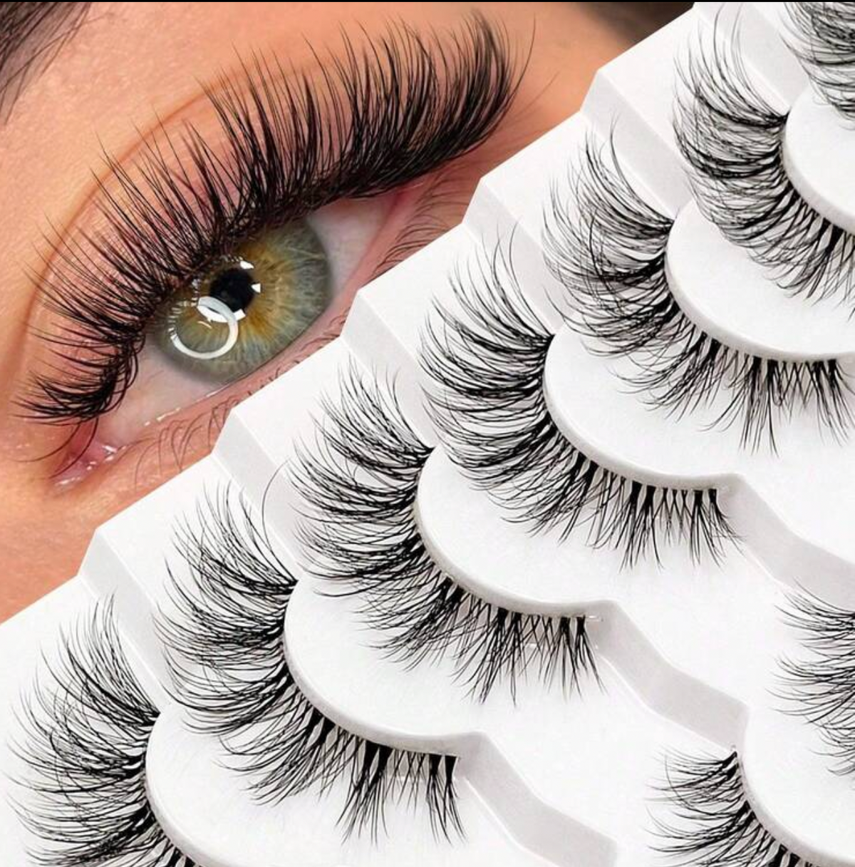 Faux cils 7 paires en forme d’oeil de chat, naturels et effilés