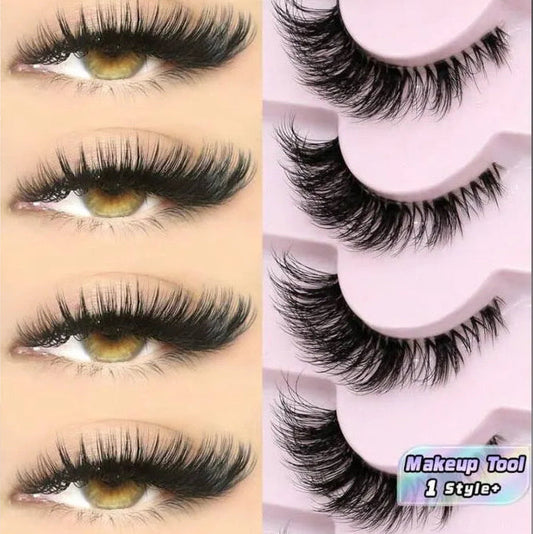 Faux cils 7 paires style oeil de chat, naturels et longs