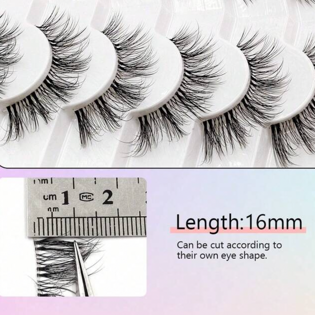 Faux cils 7 paires en forme d’oeil de chat, naturels et effilés