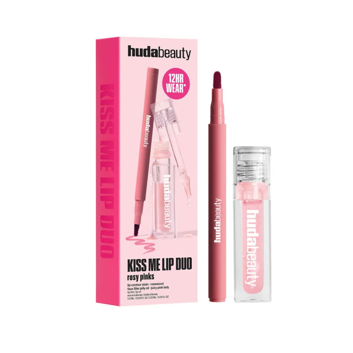 HUDA BEAUTY Kiss Me Rosy Pink Lip Duo - coffret duo lèvres
