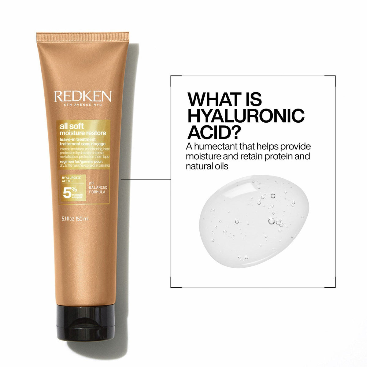 REDKEN All Soft moisture leave in 5%- Traitement sans rinçage, 150ml
