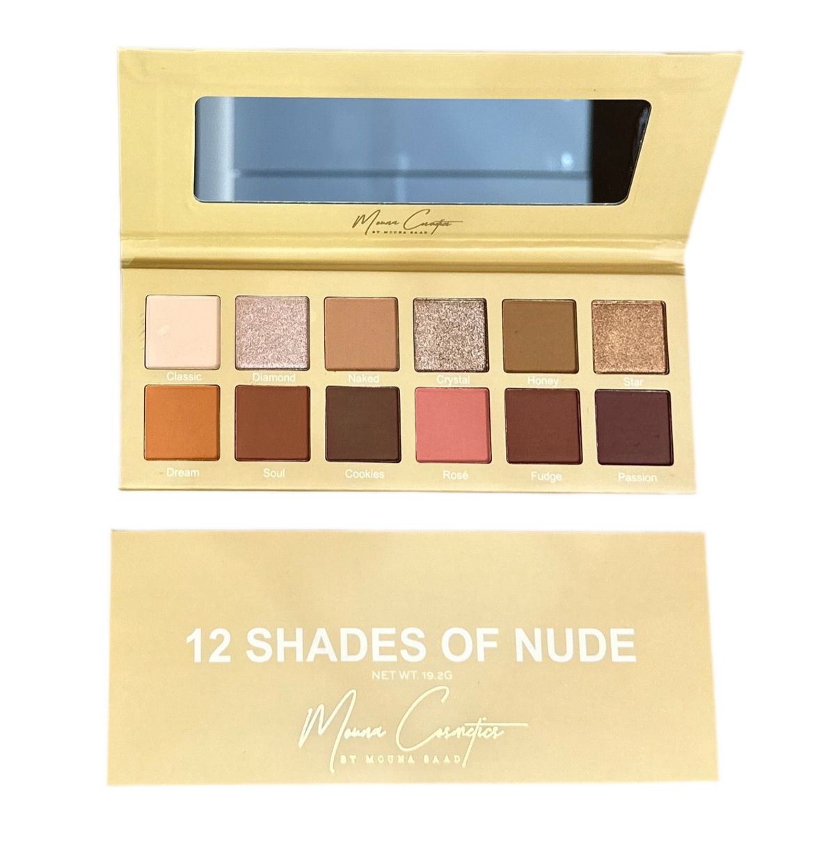 mouna cosmetics 12 shades of nude palette de fards à paupières