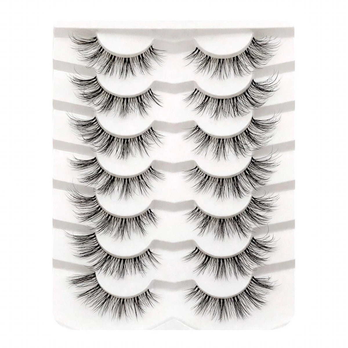 Faux cils 7 paires en forme d’oeil de chat, naturels et effilés
