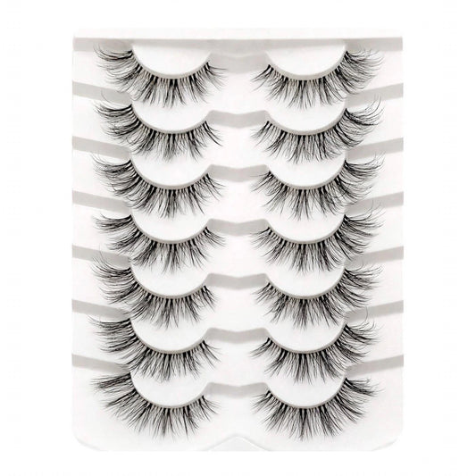 Faux cils 7 paires en forme d’oeil de chat, naturels et effilés
