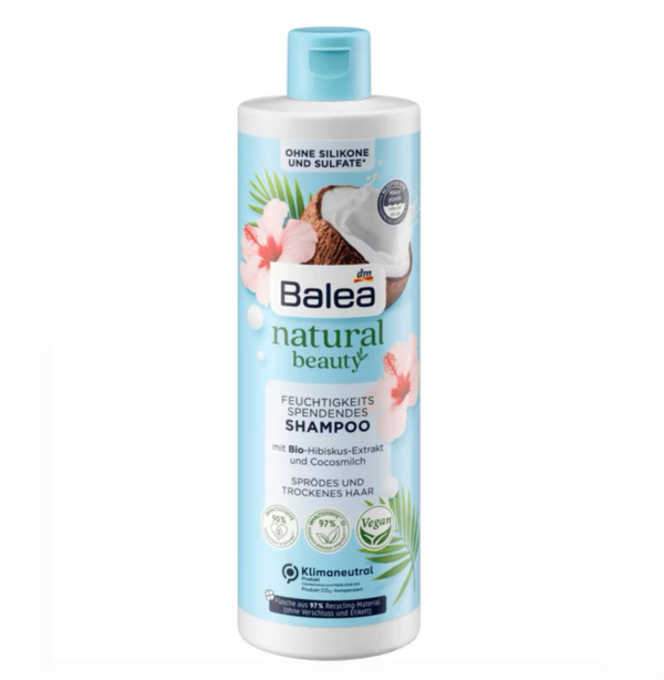 Balea shampooing hydratant Natural Beauty à l’extrait bio d’hibiscus & lait de coco, 400ml