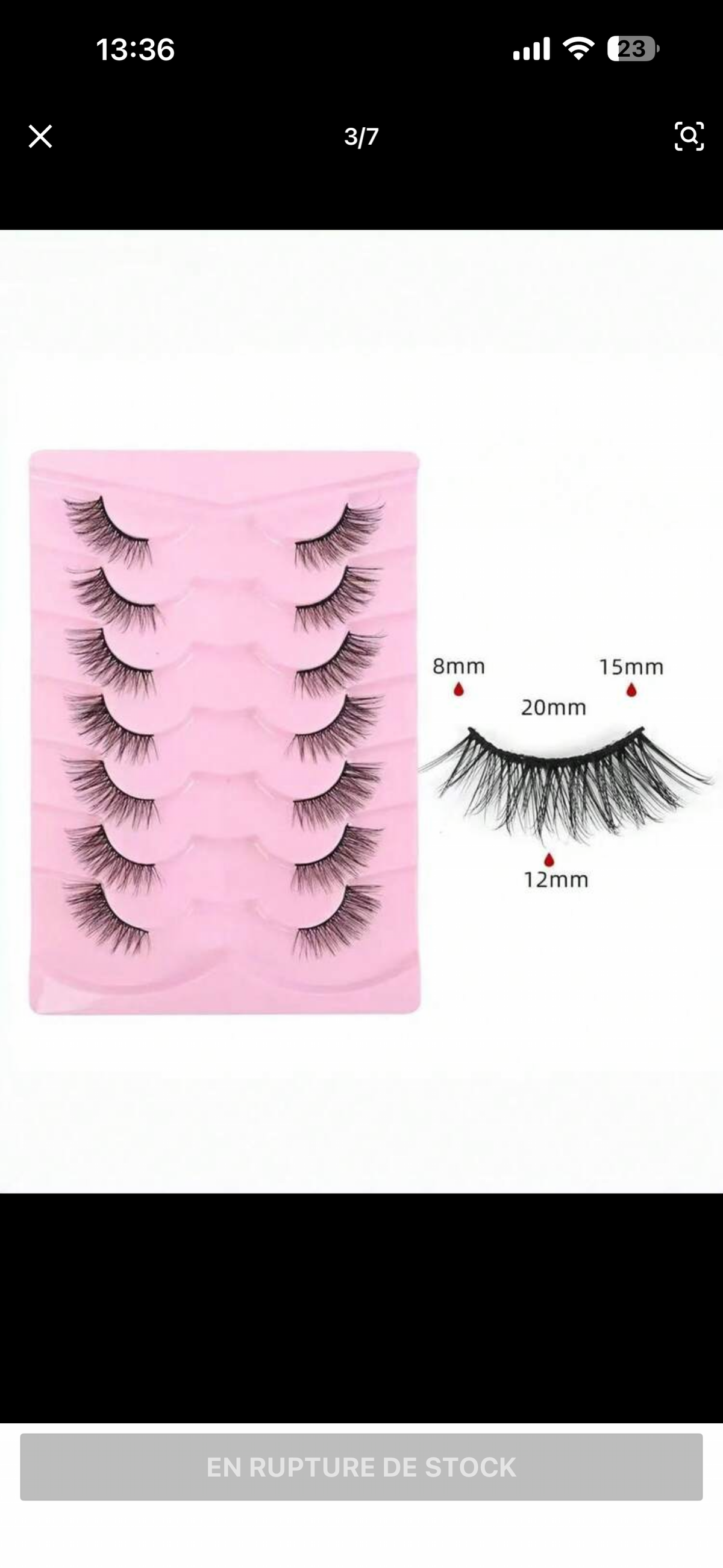 Faux cils 7 paires effet oeil de chat, regard naturel