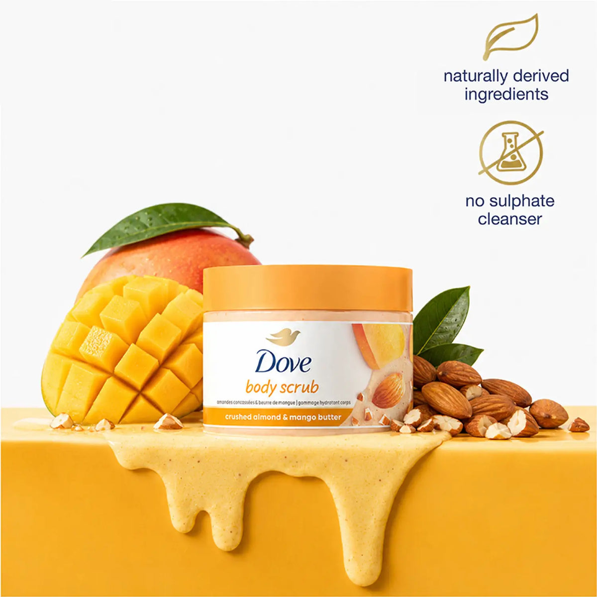 Dove gommage exfoliant amandes concassées & beurre de mangue 298ml