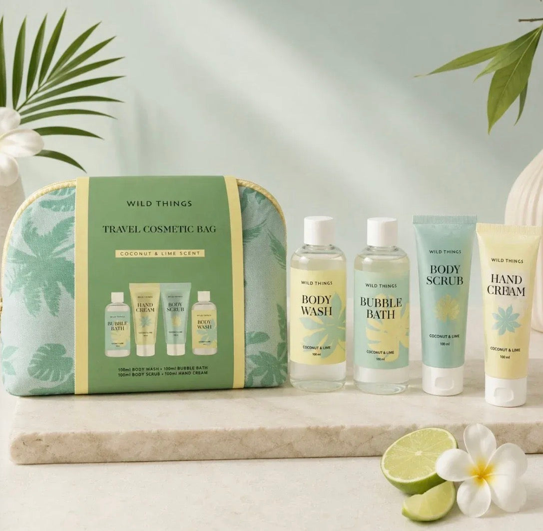 Wild Things Travel Cosmetic Bag Coconut & Lime Scent