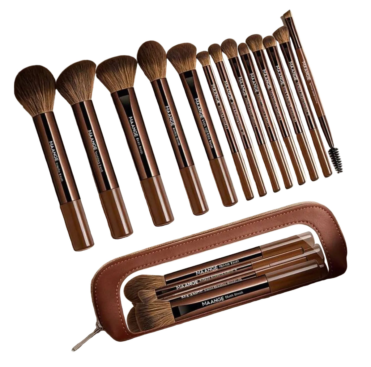 Maange ensemble de pinceaux 13 pièces + trousse (marron)