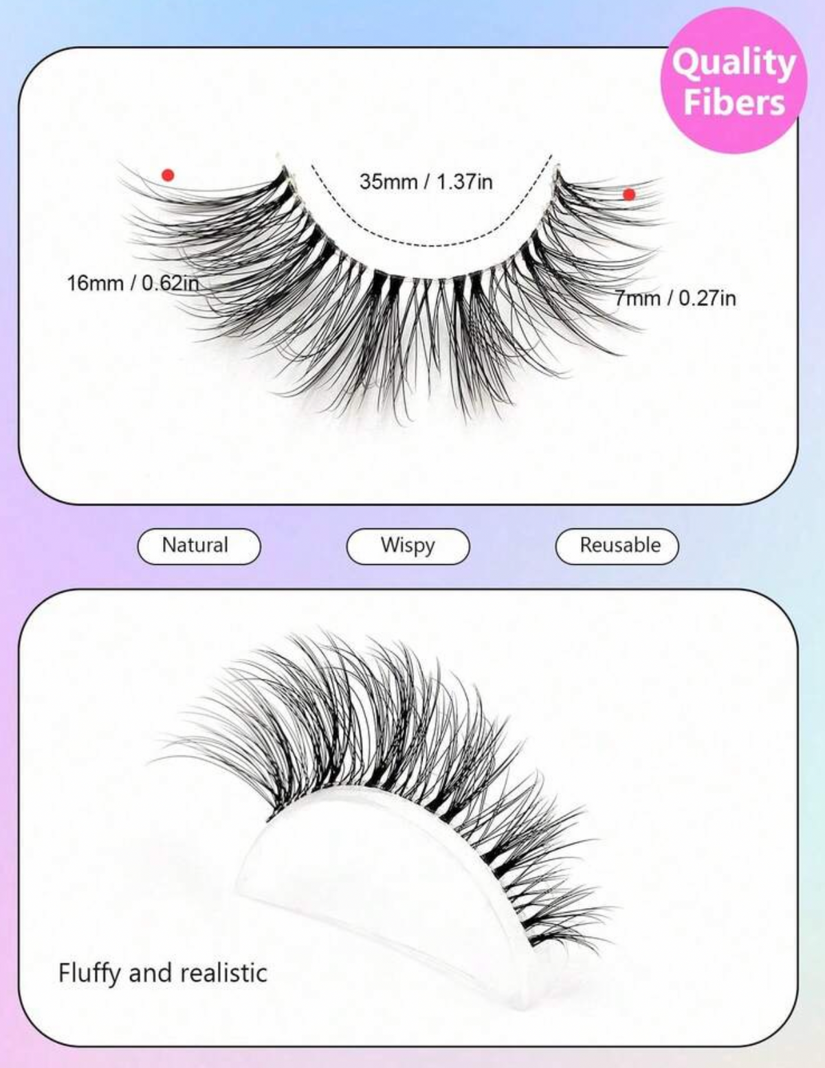 Faux cils 7 paires en forme d’oeil de chat, naturels et effilés